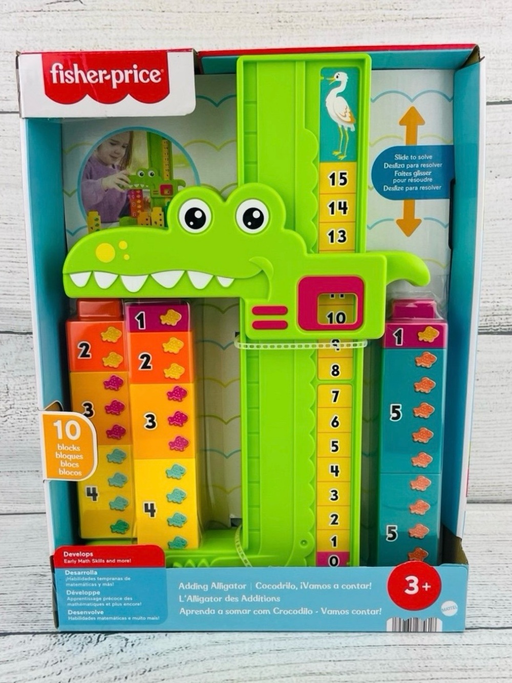 Fisher Price Adding Alligator Preschool Educational Toy with Stacking Blocks-NEW